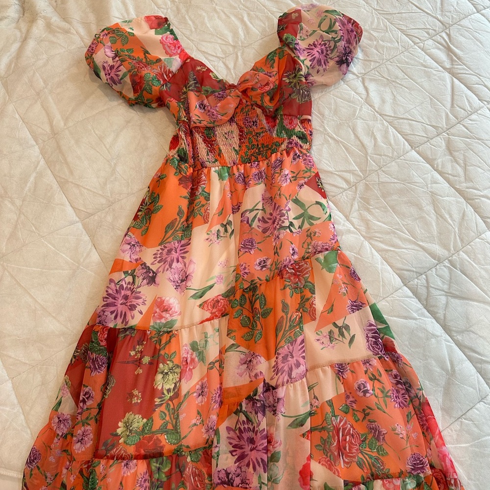 Floral Kids Dress with Puff Sleeves